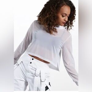 Sheer White cropped hoodie